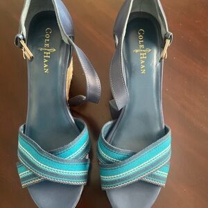 Cole Haan Blue Strappy Sandals with Flat Sole